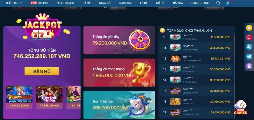 Các loại trò chơi phổ biến tại VND288 bao gồm thể thao, sòng bạc, slot và bắn cá